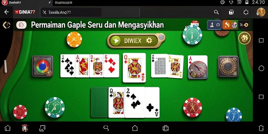 Tampilan gameplay seru Gaple di DUNIA77 dengan pemain aktif.