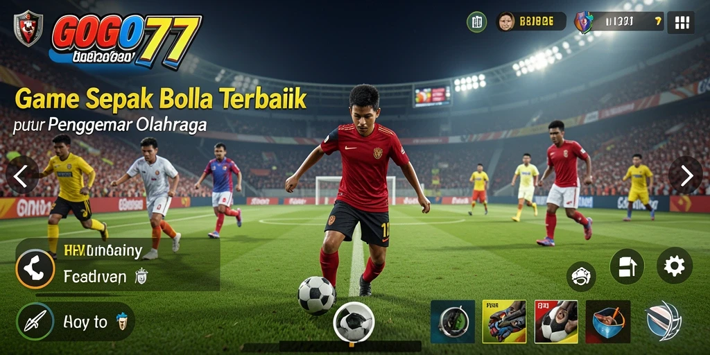 Tampilan gameplay GOGO77 dengan aksi sepak bola yang seru.