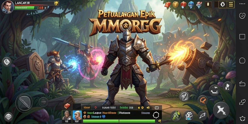 Screenshot gameplay MMORPG LANCAR138 yang menampilkan pertempuran epik.