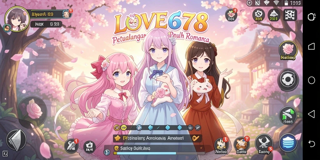 Tampilan gameplay utama LOVE678 menampilkan karakter Anime dalam aksi.