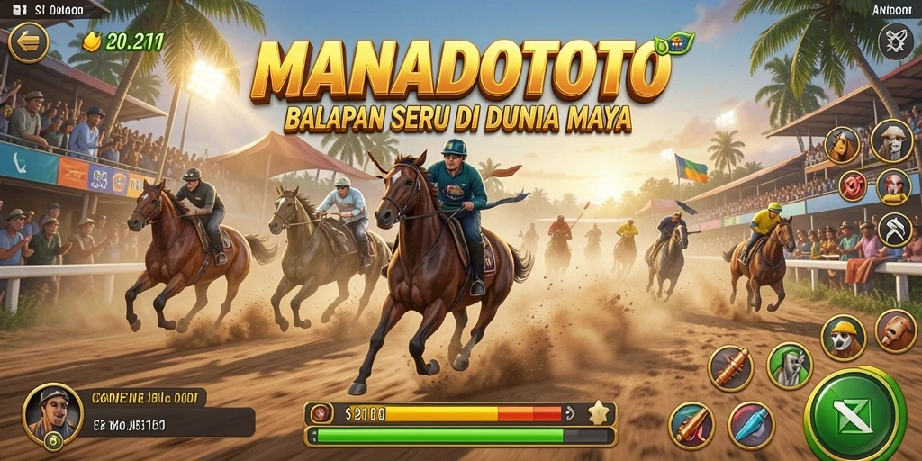 Screenshot gameplay MANADOTOTO menampilkan momen balapan yang seru.