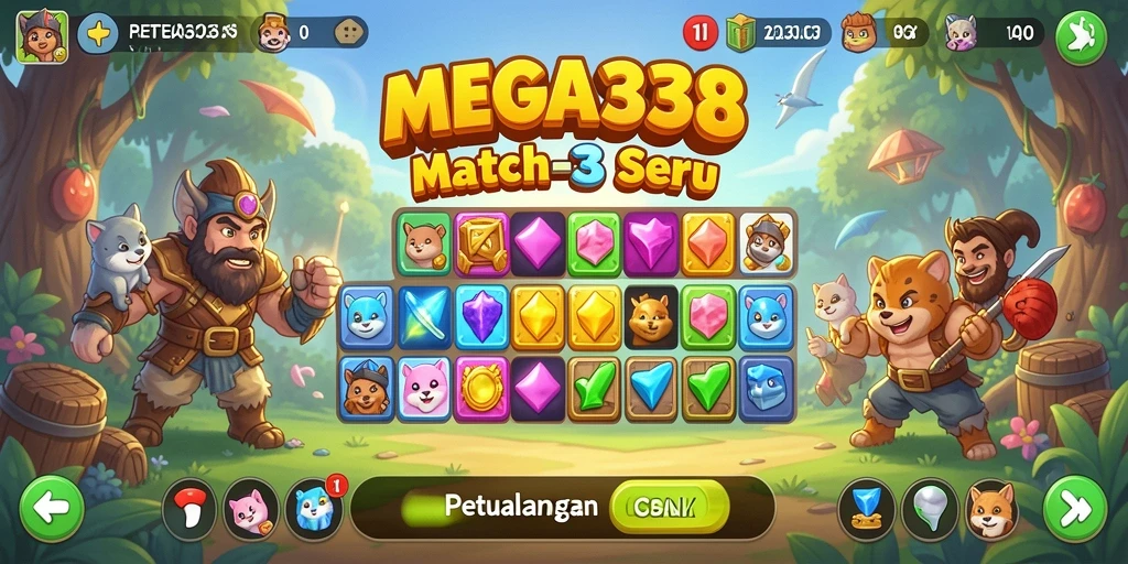 Screenshot gameplay MEGA338 yang menarik dan penuh warna.