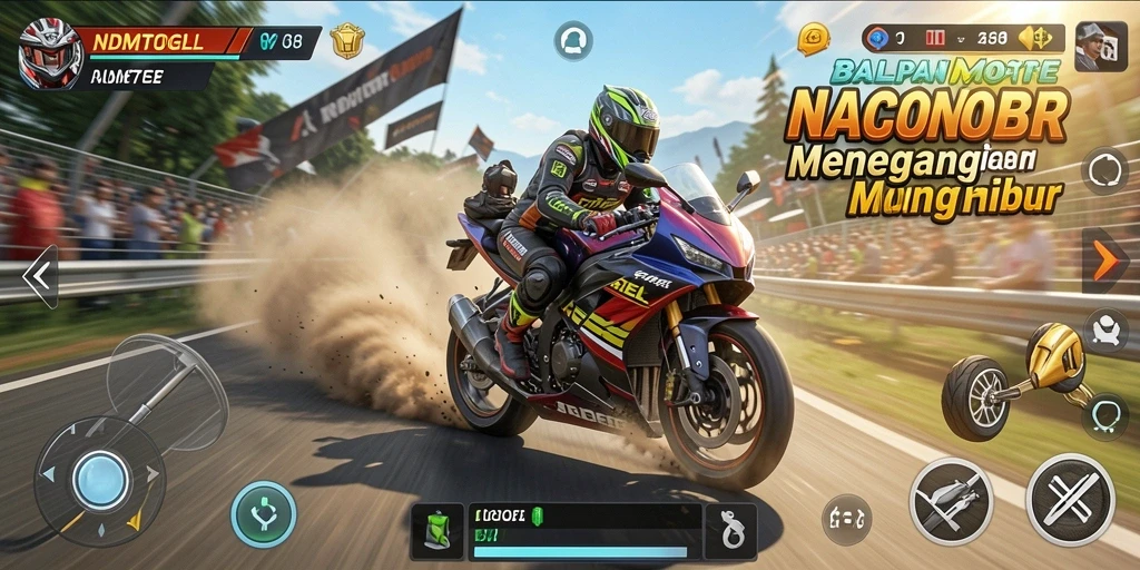 Gambaran mendebarkan gameplay balapan motor NDMTOGEL.
