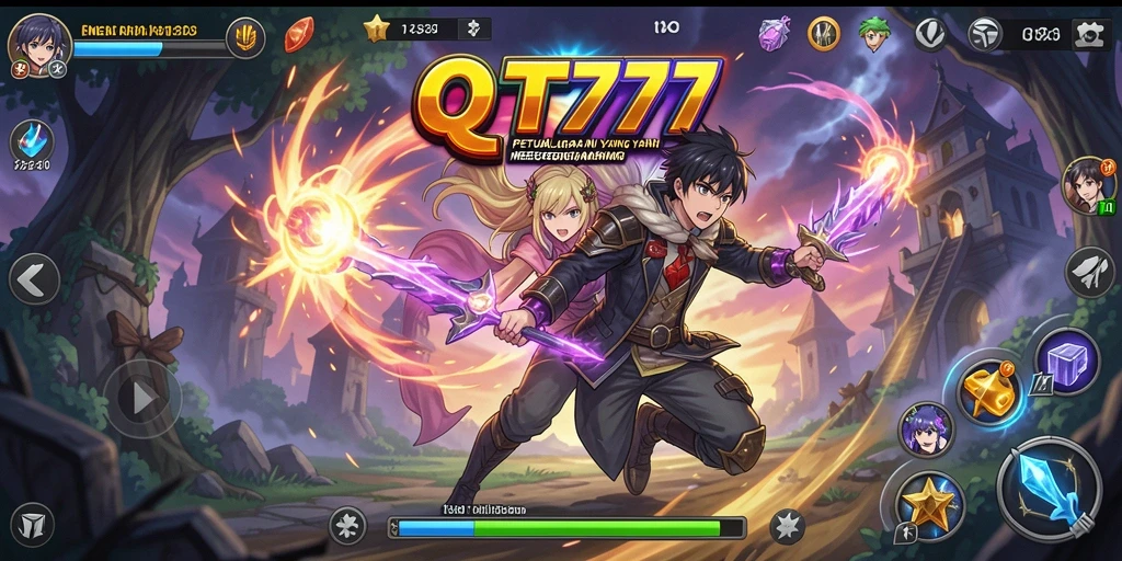 Grafis menawan dari QT777 yang menunjukkan aksi karakter Anime.
