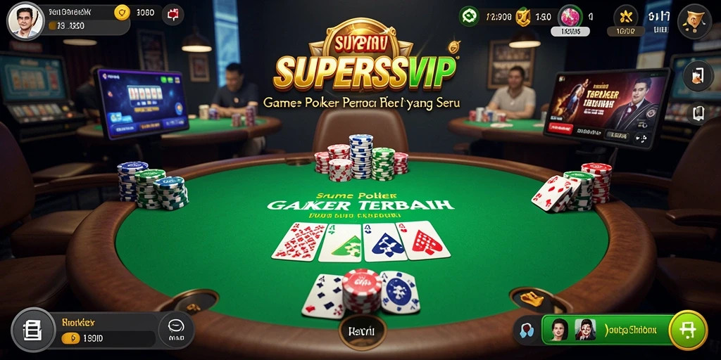 Tampilan gameplay Poker yang mendebarkan di SUPERSVIP.