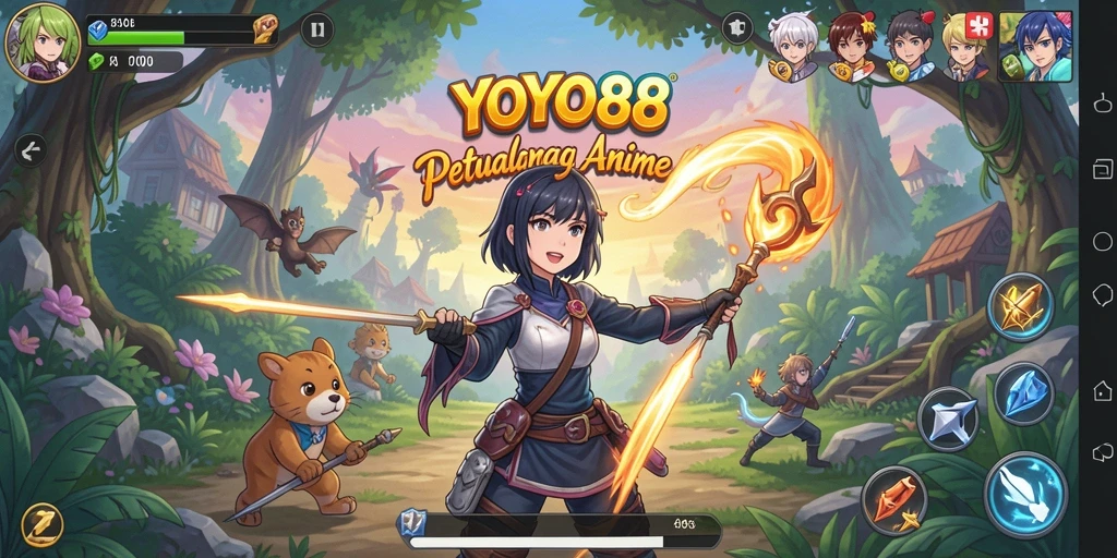 Tampilan gameplay <strong>YOYO88</strong> yang penuh warna dan karakter anime yang memukau.