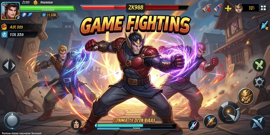 Tampilan gameplay ZK988 yang mendebarkan dalam pertarungan Fighting.