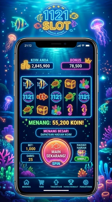 Tampilan antarmuka aplikasi 1121slot yang bersih dan user-friendly.